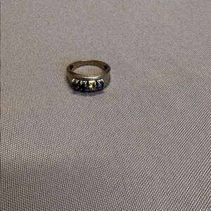 10k Elegant Silver Ring with Blue Stones